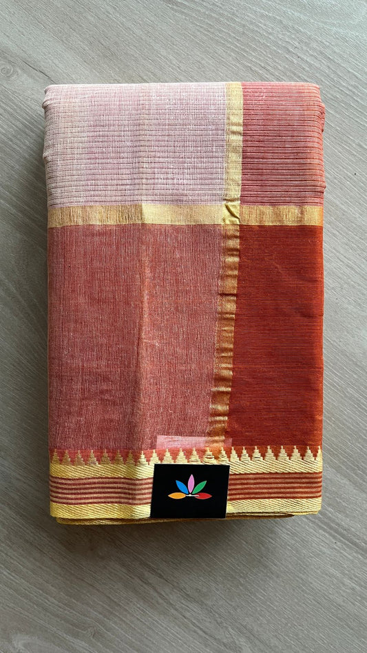 Simple Checked Cotton Starched Saree (Without blouse)- 25932-25933