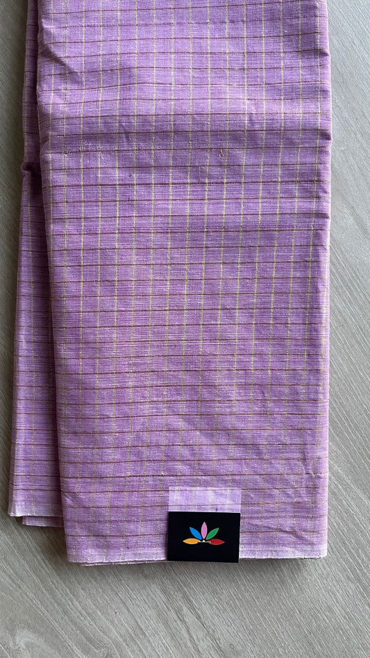 Simple Zari Checks Cotton Saree (Without blouse) - 25934