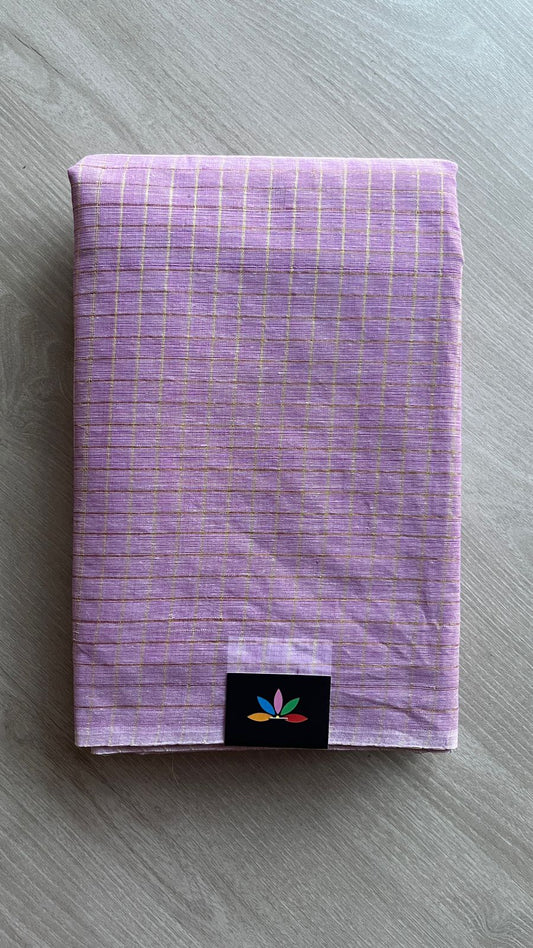 Simple Zari Checks Cotton Saree (Without blouse) - 25934