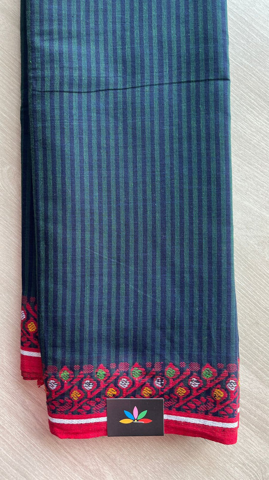 Simple Stripped Cotton Saree -25981