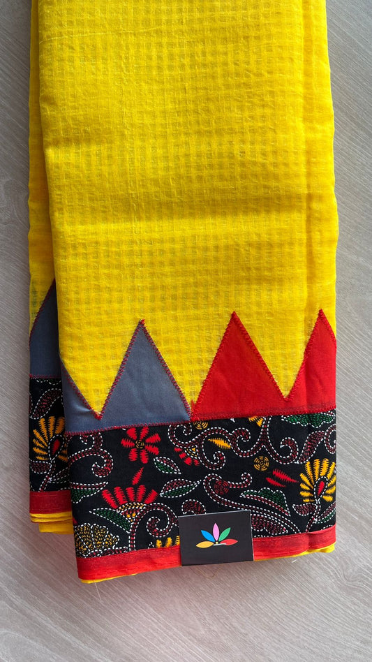 Appliqué work Kota Checks Saree (Without blouse) -26000