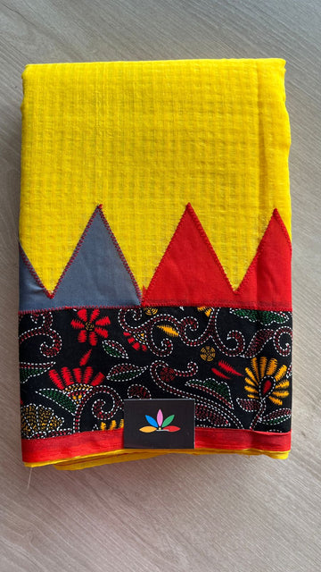 Appliqué work Kota Checks Saree (Without blouse) -26000