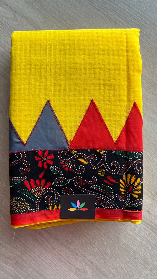 Appliqué work Kota Checks Saree (Without blouse) -26000