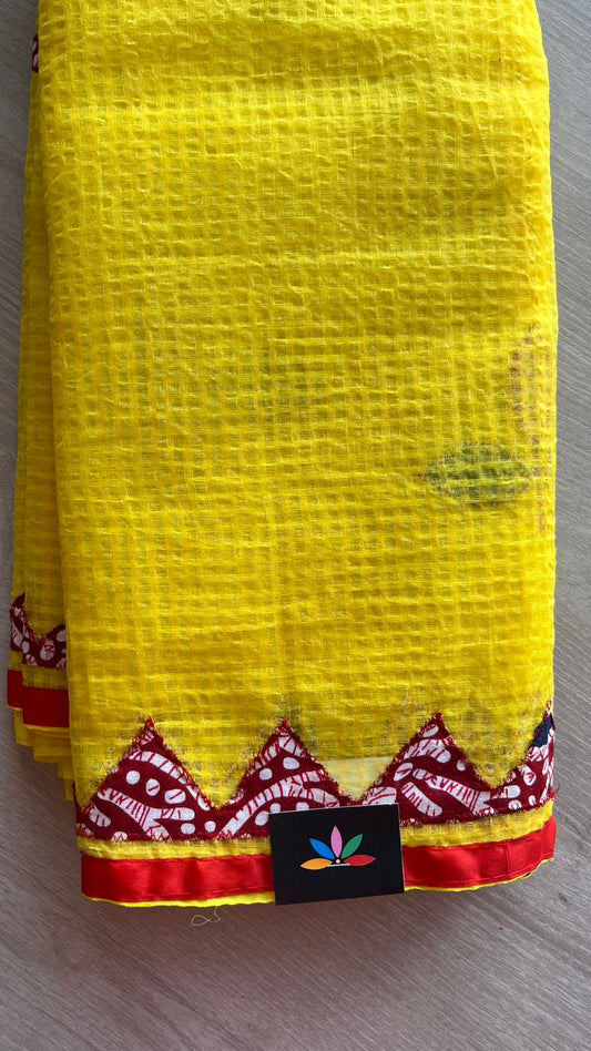 Appliqué work Kota Checks Saree (Without blouse) -26001