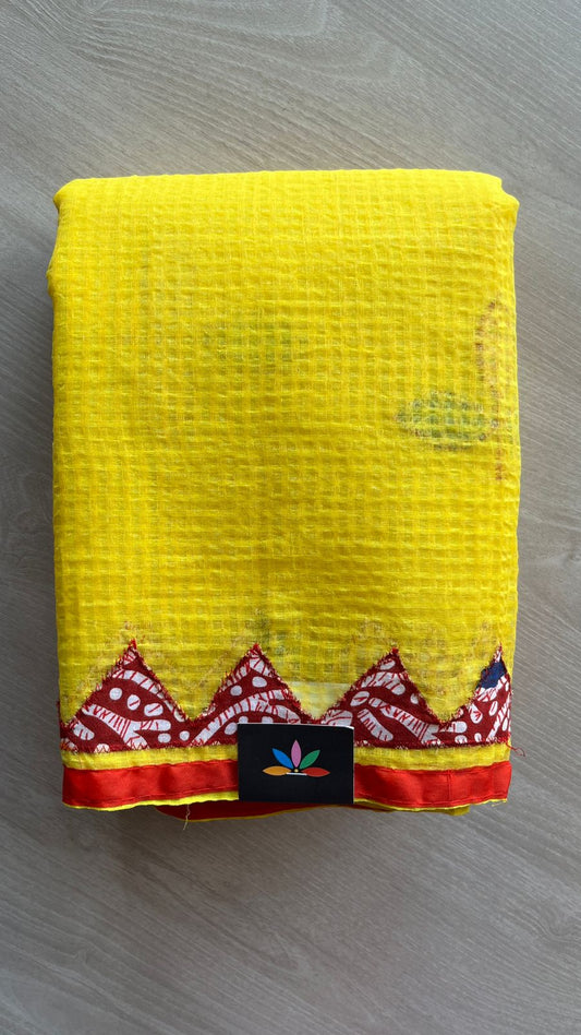 Appliqué work Kota Checks Saree (Without blouse) -26001