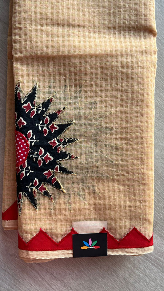 Appliqué work Kota Checks Saree (Without blouse) -26002