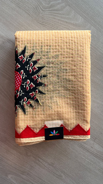 Appliqué work Kota Checks Saree (Without blouse) -26002