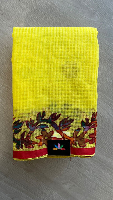 Appliqué work Kota Checks Saree (Without blouse) -26003