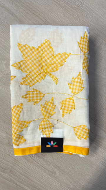 Appliqué work Bengal Cotton Saree - 25991-25992