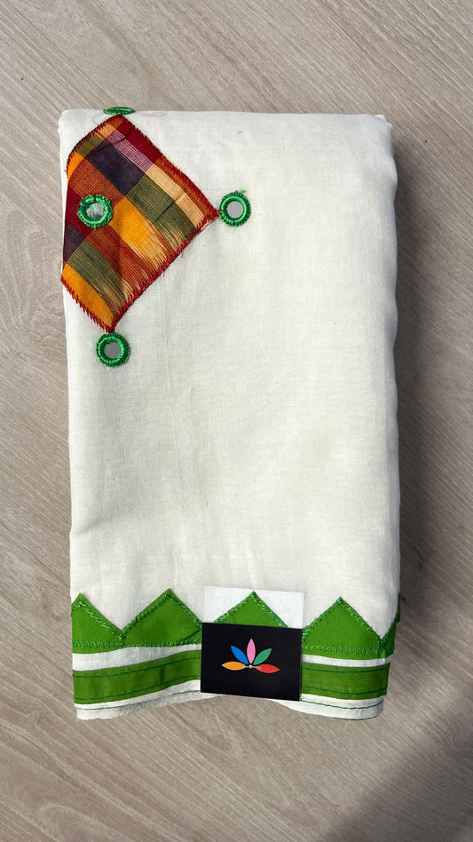 Appliqué work Bengal Cotton Saree (Without blouse) -25995