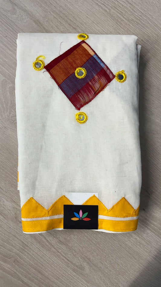 Appliqué work Bengal Cotton Saree (Without blouse) -25996