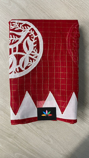 Appliqué work Bengal Cotton Saree (Without blouse) -25997-25999