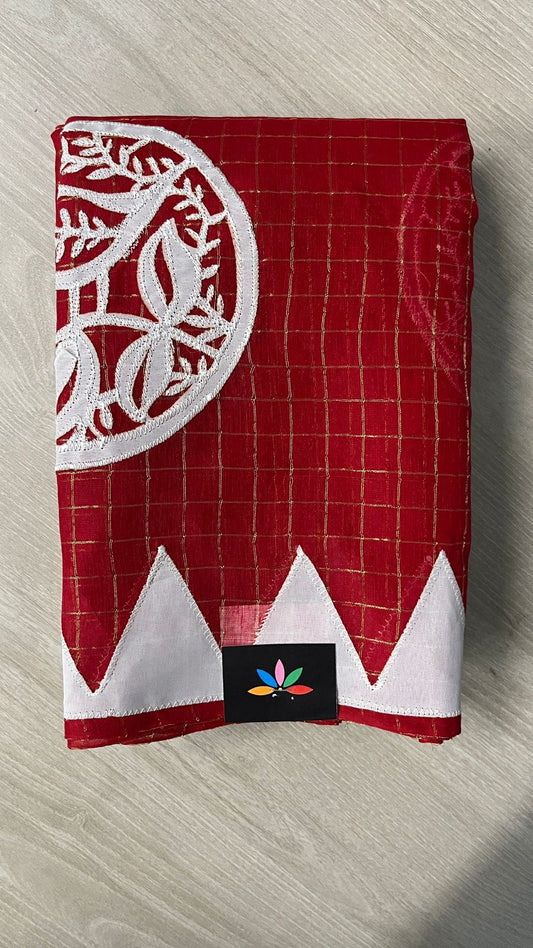 Appliqué work Bengal Cotton Saree (Without blouse) -25997-25999