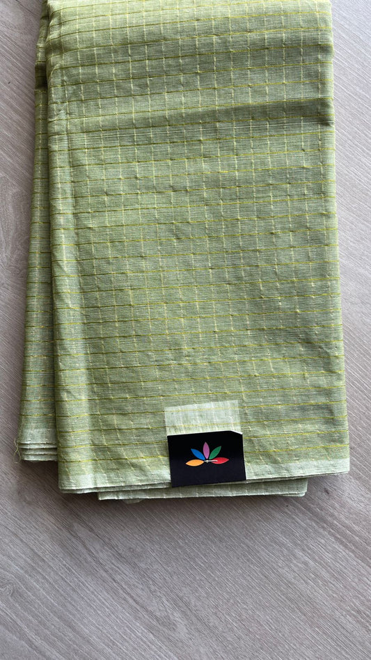Simple Zari Checks Cotton Starched Saree (Without blouse) -26007