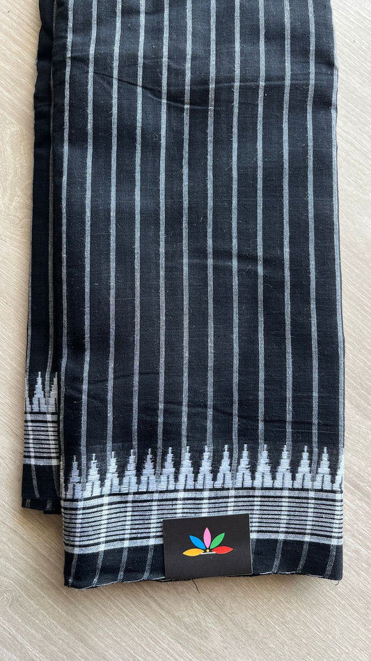 Simple Stripped Cotton Saree -26009