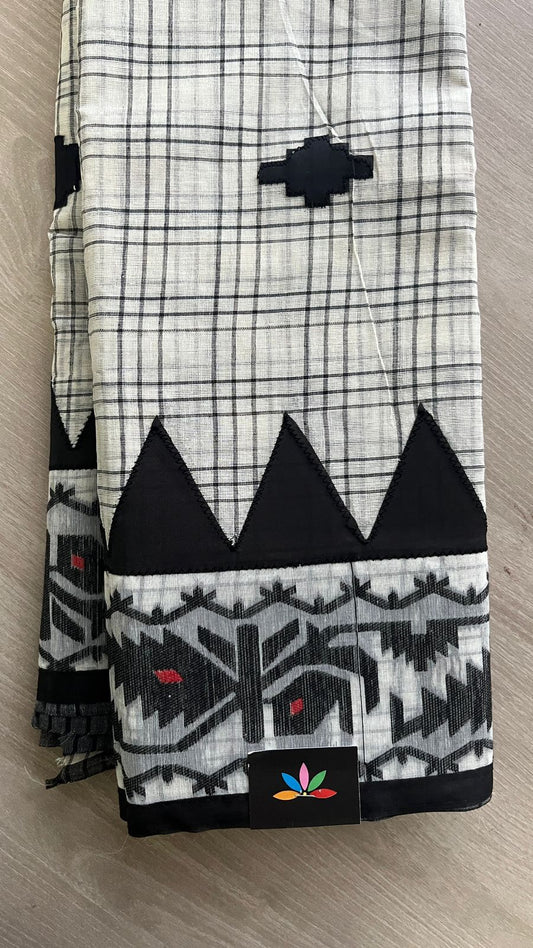 Appliqué work Bengal Cotton Starched Saree (Without blouse) -26023