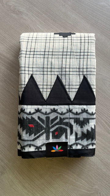 Appliqué work Bengal Cotton Starched Saree (Without blouse) -26023