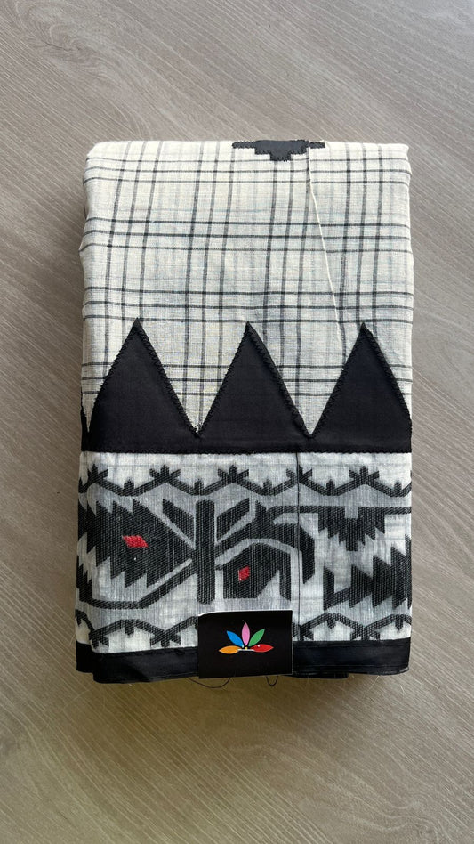 Appliqué work Bengal Cotton Starched Saree (Without blouse) -26023