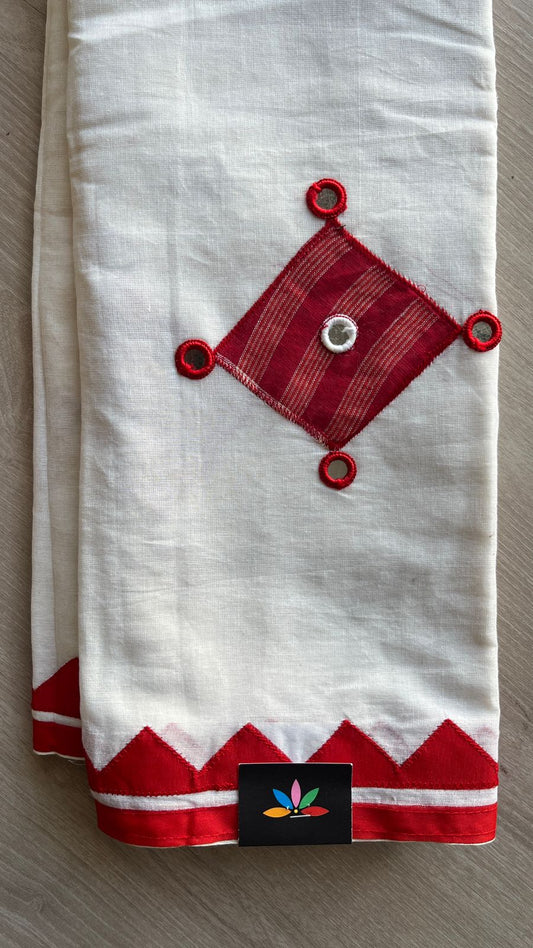 Appliqué work Bengal Cotton Saree (Without blouse) -26046