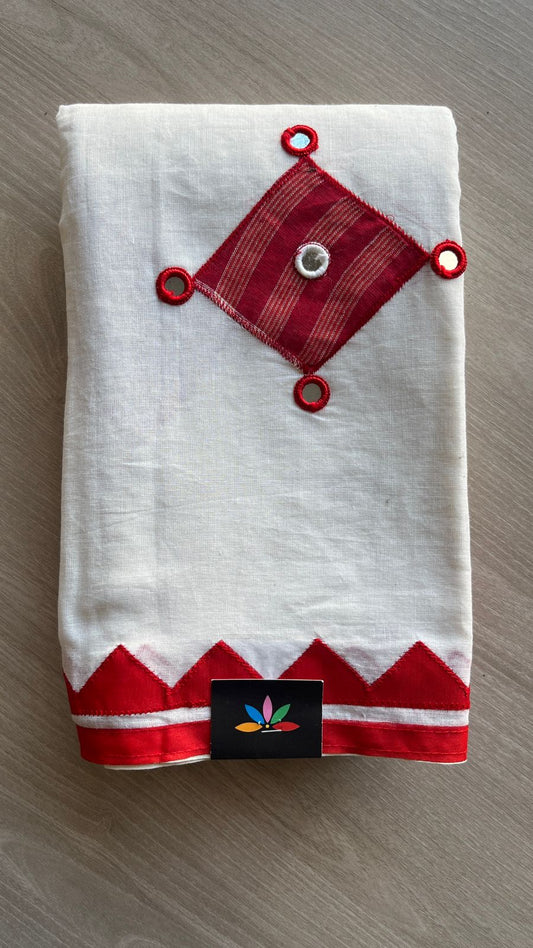 Appliqué work Bengal Cotton Saree (Without blouse) -26046