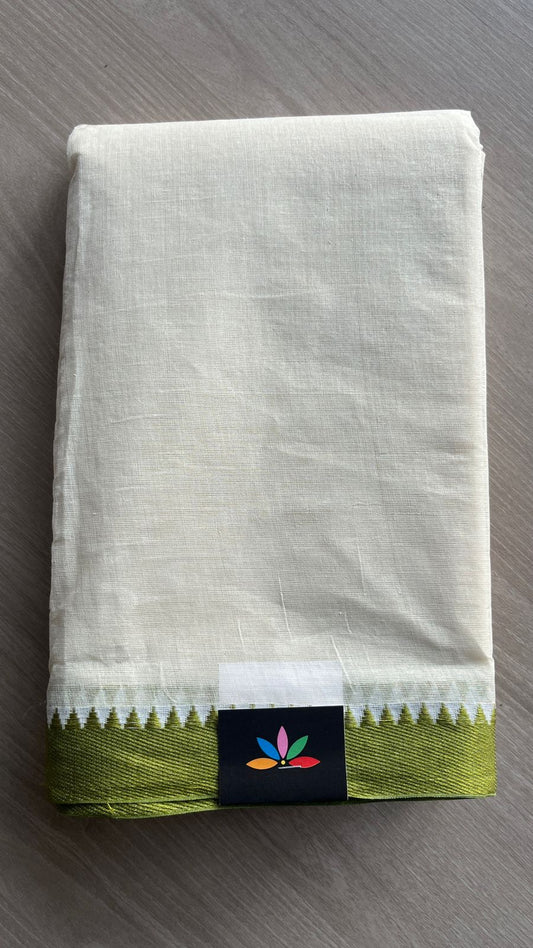 Contrast Border Plain Cotton Saree (Without blouse) -26054