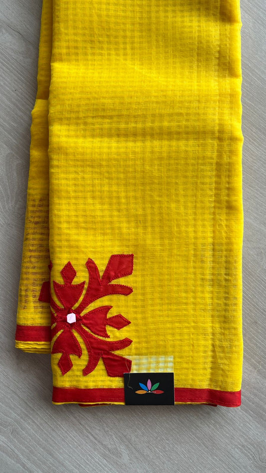 Appliqué work Kota Checks Saree (Without blouse) -26098