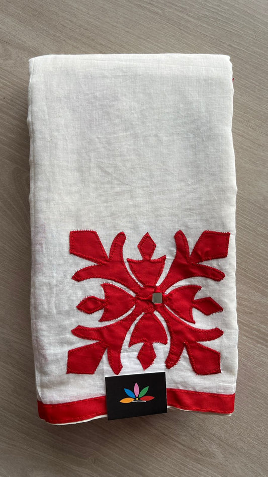 Appliqué work Bengal Cotton Saree (Without blouse) -26096