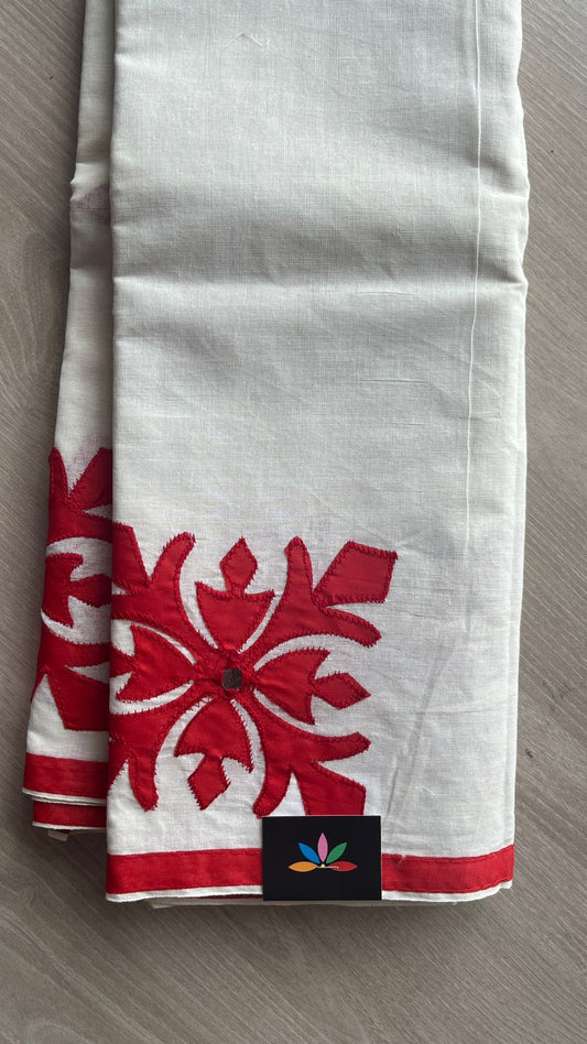 Appliqué work Bengal Cotton Saree (Without blouse) -26104