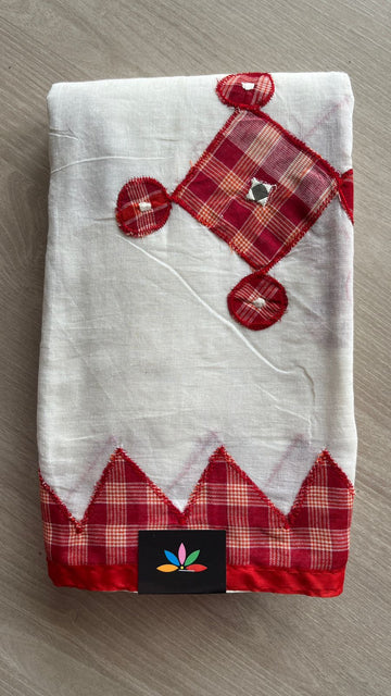 Appliqué work Bengal Cotton Saree (Without blouse) -26104