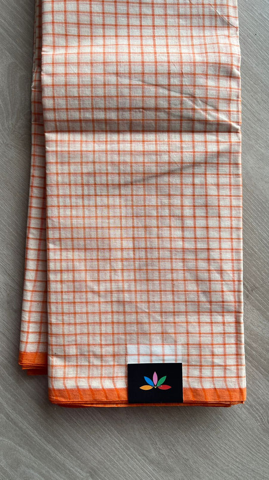 Simple Checked Handloom Cotton Saree (Without blouse) -26114-26115
