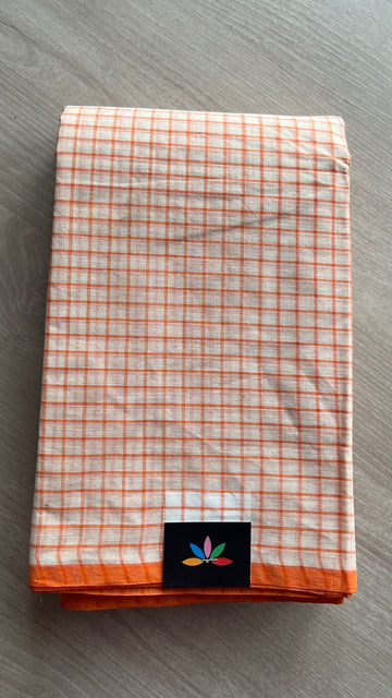 Simple Checked Handloom Cotton Saree (Without blouse) -26114-26115