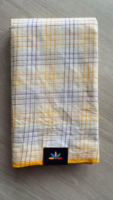 Simple Checked Handloom Cotton Saree (Without blouse) -26118