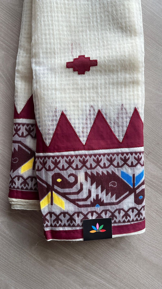 Appliqué work Kota Checks Saree (Without blouse) -26121