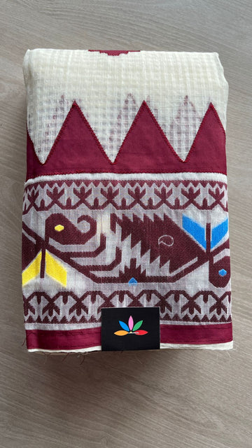 Appliqué work Kota Checks Saree (Without blouse) -26121