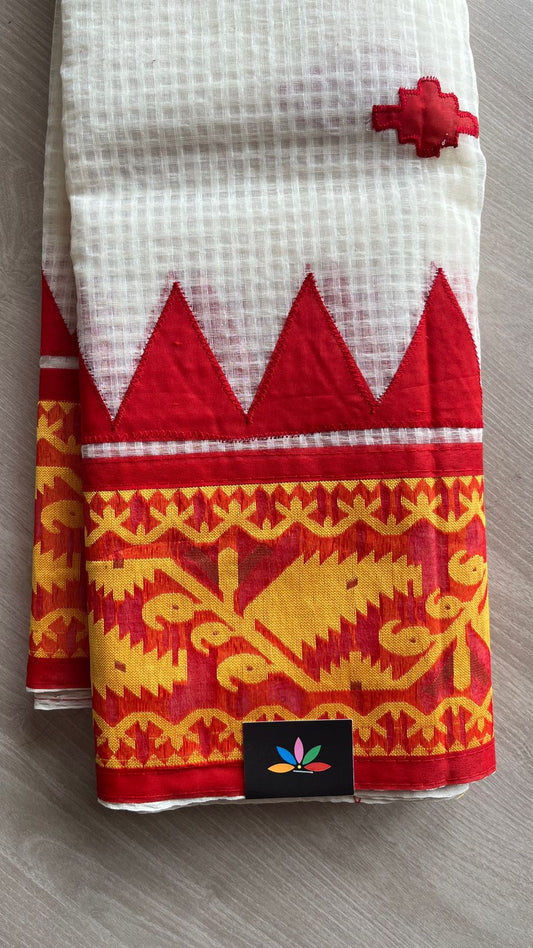 Appliqué work Kota Checks Saree (Without blouse) -26122