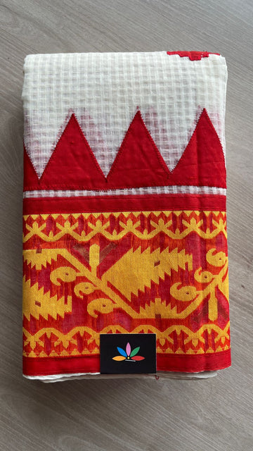 Appliqué work Kota Checks Saree (Without blouse) -26122