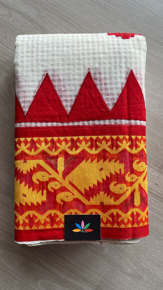 Appliqué work Kota Checks Saree (Without blouse) -26122