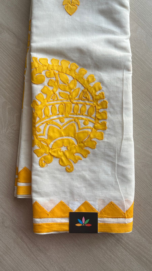 Appliqué work Bengal Cotton Saree (Without blouse) -26124