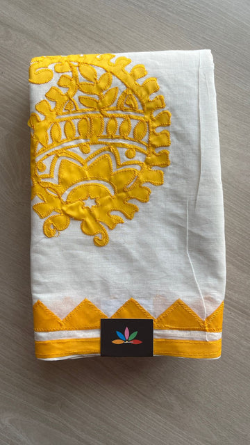 Appliqué work Bengal Cotton Saree (Without blouse) -26124