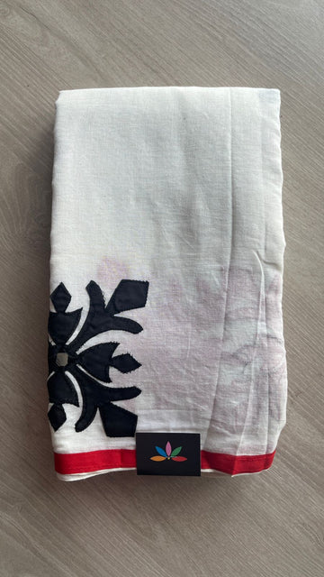 Appliqué work Bengal Cotton Saree (Without blouse) -26126