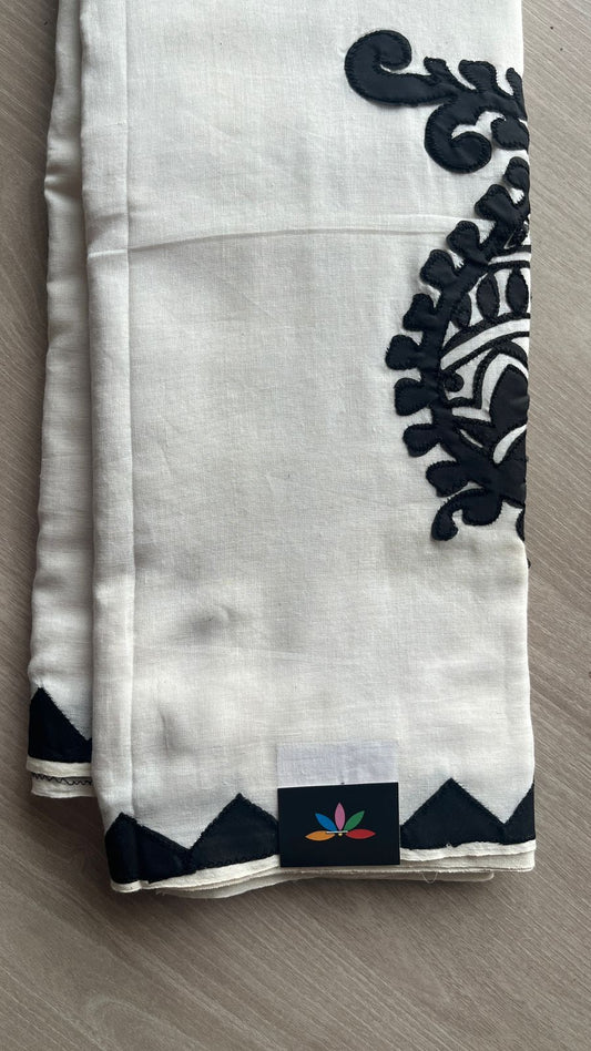 Appliqué work Bengal Cotton Saree (Without blouse) -26128