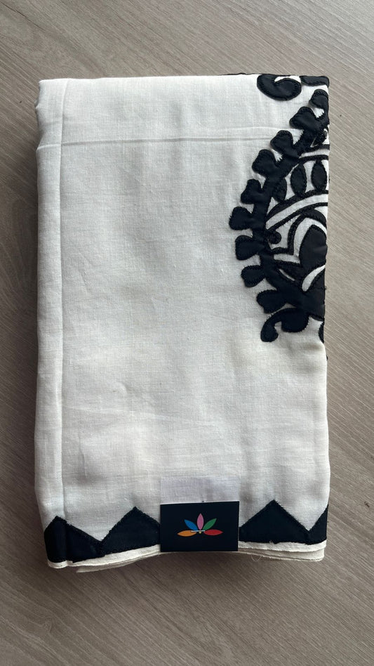 Appliqué work Bengal Cotton Saree (Without blouse) -26128