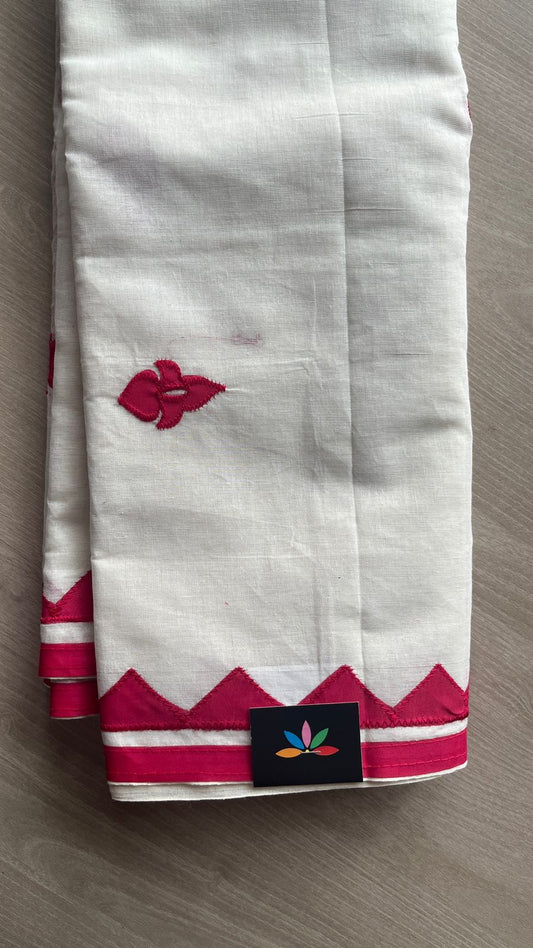 Appliqué work Bengal Cotton Saree (Without blouse) -26129