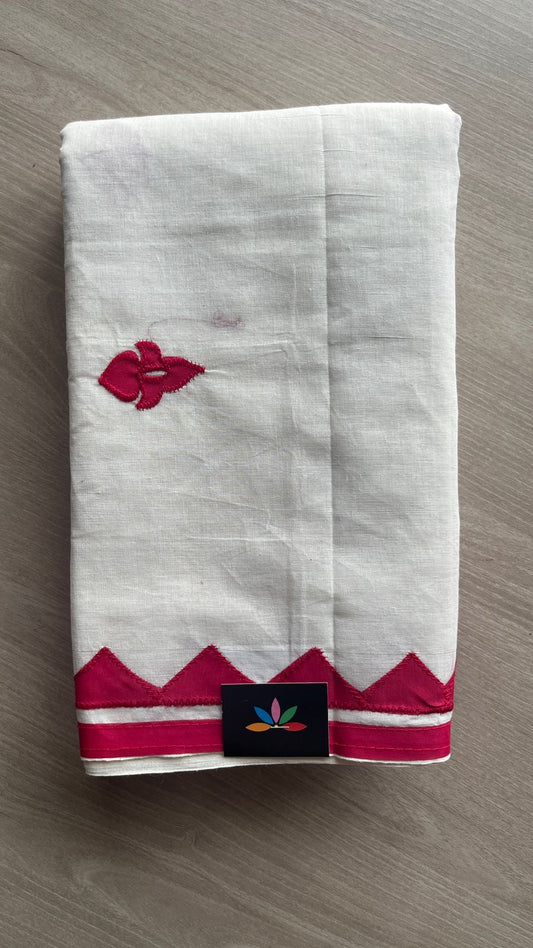 Appliqué work Bengal Cotton Saree (Without blouse) -26129