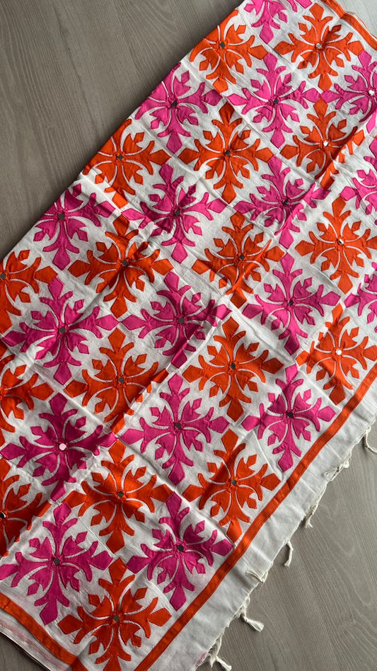 Appliqué work Bengal Cotton Saree (Without blouse) -26125