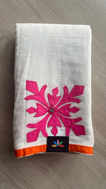 Appliqué work Bengal Cotton Saree (Without blouse) -26125