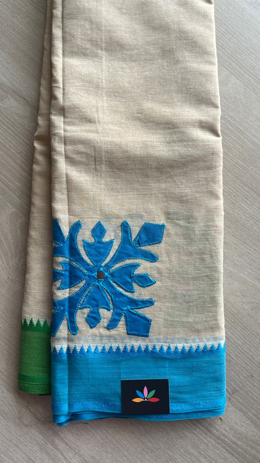 Appliqué work Bengal Cotton Saree (Without blouse) -26131