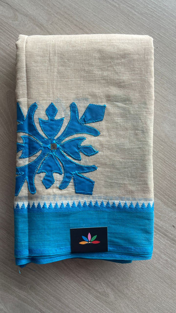 Appliqué work Bengal Cotton Saree (Without blouse) -26131
