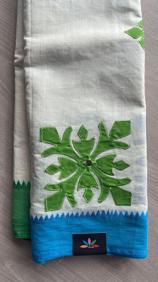 Appliqué work Bengal Cotton Saree (Without blouse) -26132