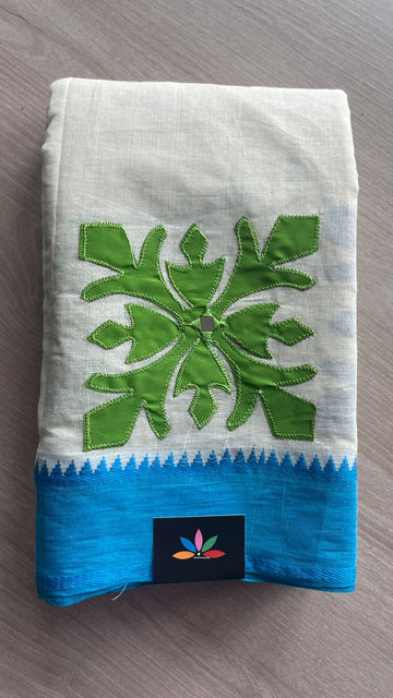 Appliqué work Bengal Cotton Saree (Without blouse) -26132
